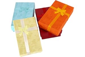 TRIXES 12 x pudełko prezentowe na biżuterię – eleganckie pudełka na prezenty z kokardą prostokątne pudełka prezentowe do prezentacji biżuterii z wkładką piankową