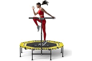 CLORIS 40''/48'' Foldable Fitness Trampoline - Max Load 400lbs / 450lbs, Rebounder with Adjustable Foam Handle Indoor/Outdoor Fitness Body Exercise