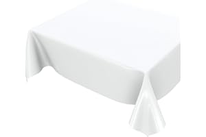 ‎ANRO Wachstuchtischdecke Wachstuch abwaschbare Tischdecke Uni Glanz Einfarbig Weiß Schnittkante 100 x 140cm