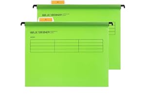 SRVNPIOY Foolscap - Larga Cartelline sospese in Polipropilene con linguette e inserti in carta, 12 pezzi, Taglia del prodotto: 41 x 25 x 37 cm, colore: Verde