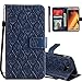 Price comparison product image COTDINFOR Samsung A5 2017 Protection Case Gift For Girl Retro Flip  Flexible PU Leather Magnetic Slim Stand Cover Shockproof Card Holder for Samsung Galaxy A5 2017 Dark Blue Rattan KT.