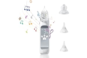 Anluomafuy Nasensauger Baby Elektrisch, Baby Nasensauger mit 3 Silikondüsen Tipps und 3 Saugstufen, Licht Beruhigender und Musikfunktion, Wasserdichter Automatischer Reiniger für Neugeborene, Kinder