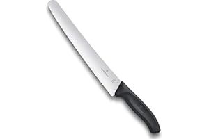Victorinox Couteau à Pâtisserie Swiss Classic, Lame très Tranchante, Tranchant Denté, 26 cm, Manche Synthétique Robuste, Acier Inoxydable, Noir