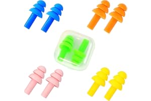 Quelcc Miękkie elastyczne zatyczki do uszu, 5 par zatyczek do uszu z redukcją szumów wielokrotnego użytku, do spania, koncertu, chrapania, podróży, pracy