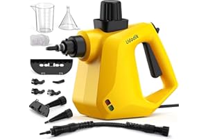 Udodik Nettoyeur vapeur portable pour la maison, multi-usages avec 10 accessoires pour tapis, rideaux, canapés, cuisine, punaises, salle de bain et plus encore (yellow)