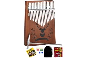 Midex KLX-456 Hakiki Maun Ağacı Kalimba 17 Çelik Tuşlu (Türkçe Metod Çanta Çekiç)