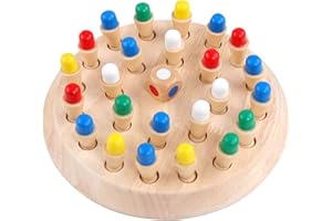 EACHHAHA Jeux Enfant 3 Ans,Memory Chess,Jeu de Plateau,Matériaux de qualité,méliorent la mémoire et la cognition des Couleurs,Jouets en Bois Montessori pour Enfants à partir de 3 Ans