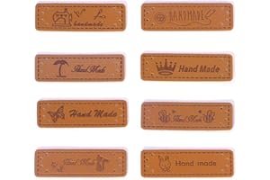 Anyasen 40 Pezzi Etichette Cucito 8 Stili Etichetta a Mano con Fori Etichette in Rilievo per Fatto a Mano,Craft Fai Da Te,per Borse Cappello Jeans Scarpe