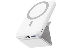 Yiisonger MagSafe PowerBank 10000mAh, Faltbarer Wireless Magnetische Power Bank 22.5W PD Schnelles Laden mit LED-Display und Typ-C/A Ladekabel Akkupack für iPhone 12/13/14/15/Plus/Pro/Pro Max (Weiß)