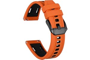 Ayadoo Bracelet de montre en silicone bicolore, bracelet sportif de remplacement rapide étanche en acier inoxydable pour hommes et femmes, largeur du bracelet 20 mm 22 mm 24 mm