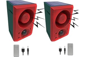 ROYELLE Allarme sensore di movimento solare da esterno - Cane che abbaia e sparo, generatore di rumore forte da 130 dB, 3 modalità di lavoro con luce stroboscopica USB, dì addio agli intrusi Confezione da 2