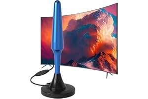 Fivglrig TV Aerial - Portable Digital Freeview Indoor TV Aerial Antenna for USB TV - 250+ Miles Range, Amplifier Signal Booster - 360° Reception, Strongest Signal & Magnetic Base