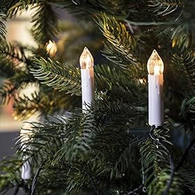 Lights4fun Guirlande Lumineuse de Noël avec 20 Bougies Blanches LED Blanc Chaud à Pince pour Sapin avec Minuterie Décoration de Noël pour Intérieur