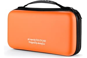 KUOCDSIK Range CD, boîtier de DVD Blue-Ray EVA de 96 capacités Organisateur de Stockage de Disque Dur de Protection pour Les Voyages en Voiture (96 Capacités, Orange96)