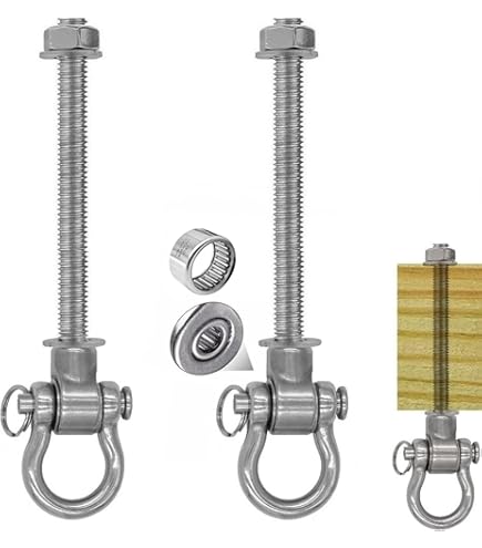 Dolibest 4 stks Swing Hanger met Lager, 175mm Heavy Duty Hangmat Haak M10 Opknoping Stoel Schroef Oogbout Swivel Plafond Beam Montagebeugel voor Yoga Touw/Antenne Hoepel/Bokszak/Zandzak, 1500 lbs