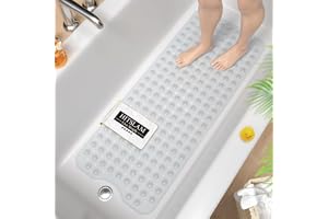 HITSLAM Non Slip Bath Mat for Tub, 101 x 40cm Extra Long Shower Mat Anti Mould, Machine Washable Bathroom Bathtub Mat with Su