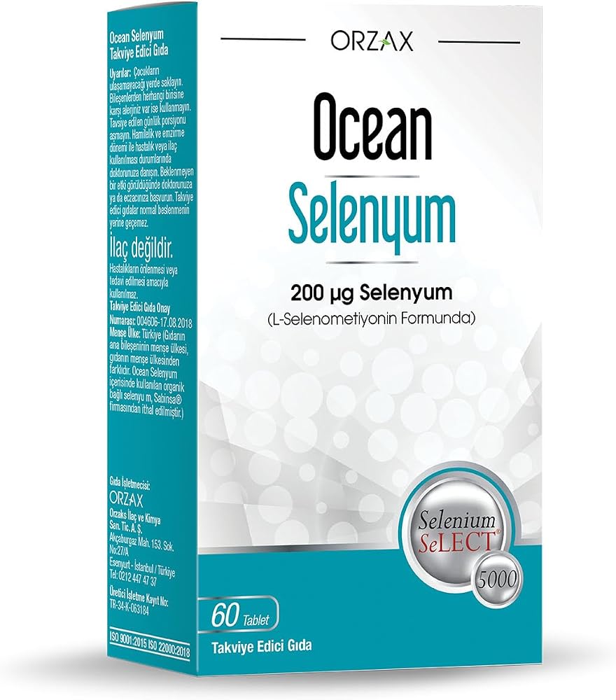 Ocean Selenyum 200 mcg L-Selenometiyonin içeren Takviye Edici Gıda (1 x 60 Tablet)