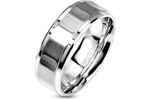 Paula & Fritz® Męski pierścionek fasetowany piaskowany stal chirurgiczna 316L, rozmiar 57 (18,1) - 72 (22,9) srebrny męski pierścionek partnerski obrączka ślubna