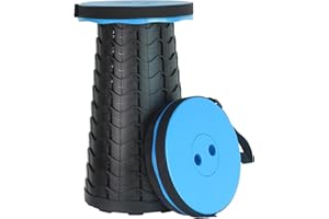 Baralir Sgabello pieghevole portatile, portata massima 180 kg, sgabello telescopico 7~45 cm Altezza regolabile a 11 velocità (sgabello da campeggio blu)