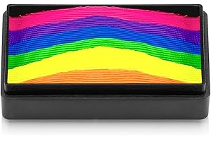 Kraze FX Dome Stroke - Neon Daze (25 g), wasseraktiviert, professioneller UV-Glow Blacklight-reaktiver Regenbogenkuchen für Gesichts- und Körperbemalung, hypoallergener, sicherer 1-Takt-Split-Kuchen
