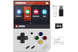 Whatsko Miyoo Mini Plus Console De Jeu Portable,Miyoo Mini+ Console RéTro Portable 64Gb avec 20000+ Jeux,Linux System 3.5 Pouces IPS Screen 3000mAh Support Wifi Pocket Handheld Game Console(Blanc)