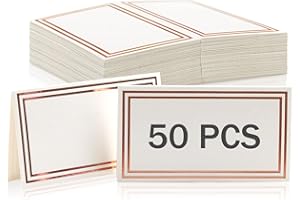 HomWanna Table Place Cards 50Pcs - Wedding Place Cards White Blank Table Card Name Cards for Table Setting Weddings Party Dinner Reception Seating Food Home Decorations Office (Rose Gold), 10cm x 9cm