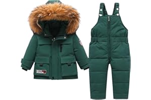 Acuryx Tuta da Neve 2 Pezzi da Neonato Capppotto con Cappuccio Saloppette Piumino Invernale da Bambini