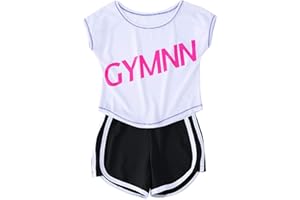 Echinodon Mädchen Sport-Set Schnelltrockend Shirt + Shorts Anzug für Yoga Jogging Training