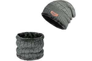 Ayizhiniu Uomo Set Invernale di Berretto e Sciarpa, Set Berretto Maglia Scaldacollo, Elastico in Maglia Beanie, Scaldacollo Invernale Berretto, Applicabile Caldo Antivento Inverno Vestito