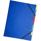 Exacompta 54072E &ndash; Stapled Sorter with Elastic Bands 7 Compartments, Blue