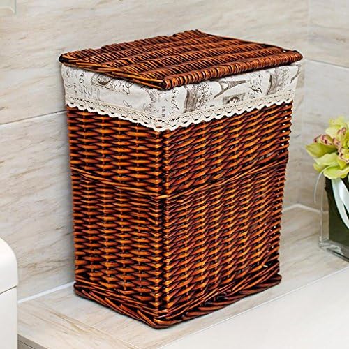 CHENGYI Brown Tower Color Cloth Covered With A Dirty Basket Dirty Clothes Basket Bath Basket Toy Dirty Clothes Storage Basket Willow Frame Home ( Size : 38*28*46cm )