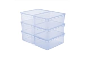 Rotho CLEAR Box Set de 6 boîtes de rangement 10 l avec couvercle, empilables, 362614 cm, transparent bleu
