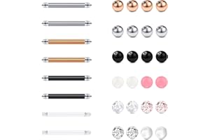 Briana Williams 14G Bolas de Repuesto Barras Rectas para Barras de Lengua Pezón Piercing 12/14/16mm Acero Quirúrgico Acrílico Piercing para el Cuerpo Joyas