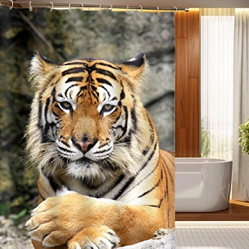 YYH 3D kreative print Dusche Vorhang Fotos König des Dschungels, die Tiger Persönlichkeit wasserdicht Regen Vorhang Partitionsgröße angepasst werden kann gedruckt LOGO , wide 150cm* high 180cm