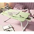 TKAS Bed Laptop Table Foldable Study Table Adjustable Floor Desk (Green)