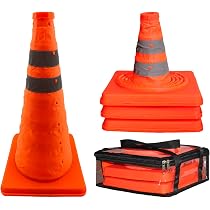 RoadHero Upgraded 18 Inch 4 Pack Collapsible Traffic Cones