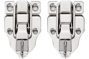 TONGDEJING 2pack Retro Style Box Toggle Latch, Antique Metal Duckbilled Hasp Latch Catch with Mounting Screws, for Jewelry Box Cabinet Wooden Case Box Crafts(Silver)