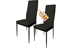 HOME DESIGN & CONFORT Pack de 2 Sillas de Comedor Tapizadas - Sillas Cocina Tapizadas - Sillas Comedor Pack 2 (Black, 2)