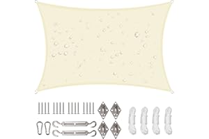 NAKIHOUSE Sonnensegel Wasserdicht mit Befestigungs Kit, 3 x 4 m UV Schutz Sonnenschutz Segel für Garten, Balkon & Terrasse