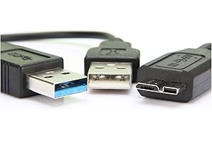 KUYIA Y USB 3.0 Cable 2.5FT/ 76CM, Up to 5Gbps A Male to Micro B with Type A Power, Data Transfer Sync Cord Compatible with Wii U Xbox External Hard Drive Toshiba, WD Elements My Passport Expansion