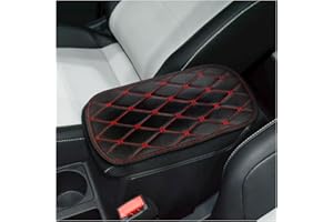 Adunsiaoto Leather Armrest Cushion, Removable Soft Leather Car Armrest Pad, Car Center Console Cover Pad, Car Anti-Slip Armrest Cushion Cars Center Console, For Auto SUV Truck(Black/Red)