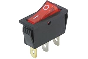 MC POWER - Interrupteur à bascule | noir, lumineux, 3 broches, 250 V ~/15 A, 125 V = /20 A, 2 positions : marche/arrêt