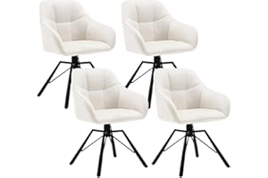 ‎WOLTU WOLTU Esszimmerstühle drehbar 4er-Set, Küchenstuhl, Polsterstuhl, Drehstuhl, bequemer Stuhl mit Armlehnen Rückenlehne, Armlehnenstuhl für Esszimmer Wohnzimmer, mit Samtbezug, Creme, BH365cm-4