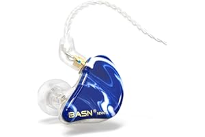 BASN MMCX Moniteurs intra-auriculaires à triple pilote avec basses riches, écouteurs HiFi stéréo IEM avec câbles amovibles améliorés pour audiophiles musiciens (bleu glacier)