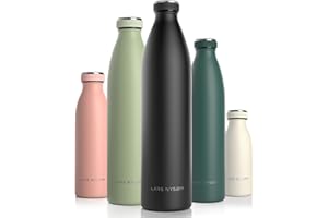 LARS NYSØM Edelstahl Trinkflasche 350ml, 500ml, 750ml, 1L, 1 5 liter | Thermosflasche Kohlensäure geeignet |Wasserflasche auslaufsicher für Sport, Outdoor, Schule (Carbon Black, XL 1500ml)