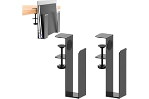 BONJUME 2 Stück Laptop Halterung zum Aufhängen, Verstellbare Schreibtisch-Seitenhalterung, Hängender Laptop Ständer für Büro & Home, Platzsparende Notebook Aufbewahrung