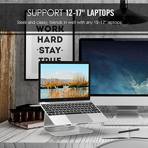 MoKo 12-17 Zoll Laptop Kühler Ständer – Universal Aluminium Notebook Cooler Desktop Halterung Kühlpad Kühlmatte für Apple MacBook, MacBook Pro, Surface Book, Laptop, Notebook, Silber - 8
