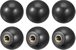 sourcing map 6st Gängad Ball Knoppar, M6 Kvinna Gängning Termostabil Boll Knop 0.98'' Diameter Svart Rund Operation Boll Hand
