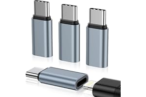 ZACENEI Lightning auf USB C Adapter 4Stück,USB C auf Lightning Adapter für iPhone 17/16 Pro/17 Pro Max/16 Plus/iPhone 15/iPhone 17 Pro, Galaxy S24/S23, i Pad,für Schnell Laden,Nicht für Audio/OTG/Kopfhörer