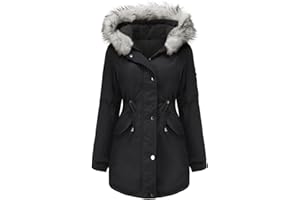 Vancavoo Giubbotto Donna Invernale Giacca con Cappuccio Cappotto Parka Cappotti Media Lugghezza Ispessito Caldo Felpa con Cappuccio in Pelliccia Sintetica Outdoor